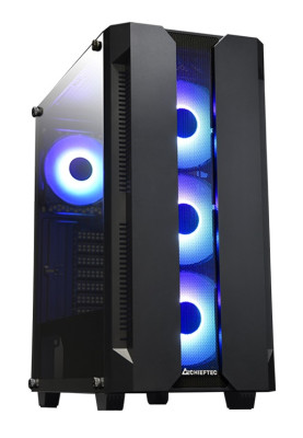 Корпус Chieftec Hunter GS-01B-OP Black, без БЖ, Mid Tower, ATX/Micro ATX/Mini ITX, 2xUSB 3.1, 1xUSB 2.0, 4x120 мм ARGB, 408x210x464 мм, 5.1 кг