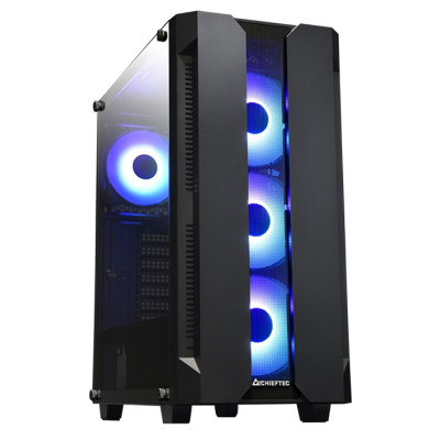 Корпус Chieftec Hunter GS-01B-OP Black, без БЖ, Mid Tower, ATX/Micro ATX/Mini ITX, 2xUSB 3.1, 1xUSB 2.0, 4x120 мм ARGB, 408x210x464 мм, 5.1 кг