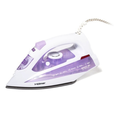 Праска Holmer HIT-2430, Purple, 2400W, тефлон, паровий удар 120 г/хв, постійна подача пари 30 г/хв, вертикальне відпарювання, очищення від накипу