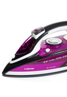 Праска Holmer HIC-2645, Purple/Black, 2600W, кераміка, паровий удар 140 г/хв, постійна подача пари 40 г/хв, вертикальне відпарювання, очищення від накипу