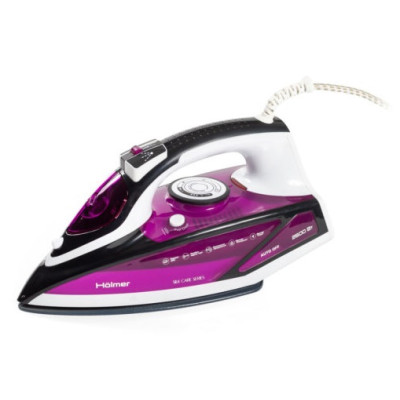 Праска Holmer HIC-2645, Purple/Black, 2600W, кераміка, паровий удар 140 г/хв, постійна подача пари 40 г/хв, вертикальне відпарювання, очищення від накипу
