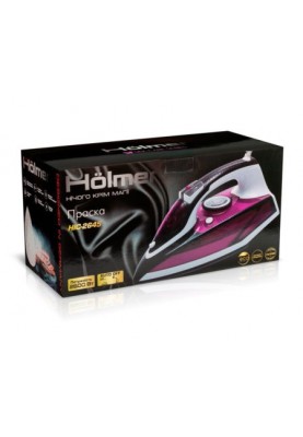Праска Holmer HIC-2645, Purple/Black, 2600W, кераміка, паровий удар 140 г/хв, постійна подача пари 40 г/хв, вертикальне відпарювання, очищення від накипу