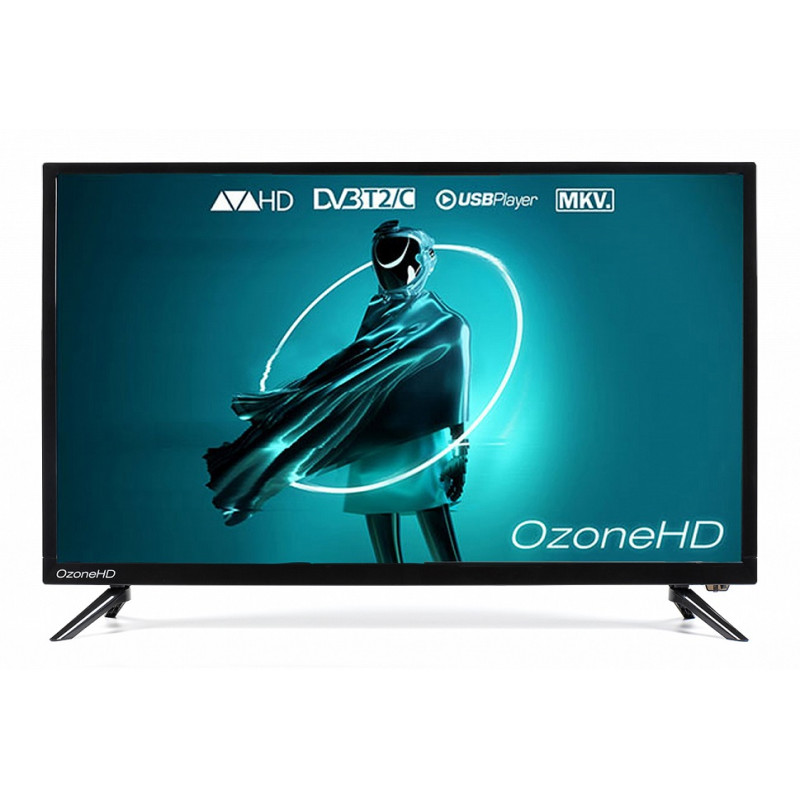 Телевізор 32" OzoneHD 32HN02T2, 1366x768, 60 Гц, DVB-T2/С, 2xHDMI, 2xUSB, VESA 200x100