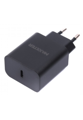 Мережевий зарядний пристрій Maxxter WC-PD25W-CtC-01, Black, 1xUSB Type-C, Power Delivery 25 W, Samsung PPS, кабель USB Type-C-USB Type-C