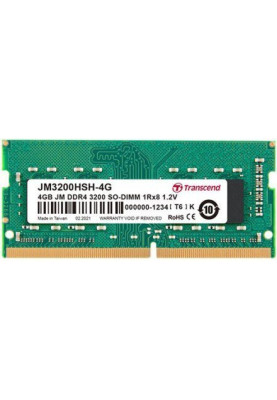 Пам'ять SO-DIMM, DDR4, 4Gb, 3200 MHz, Transcend JetRam, CL22, 1.2V (JM3200HSH-4G)