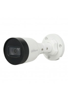 IP камера Dahua DH-IPC-HFW1230S1-S5, 2 Мп, 1/2.8" CMOS, H.265, 1920x1080, f=2.8 мм, день/ніч, ИК подсветка 30 м, RJ45, IP67, PoE, 162.2х70 мм