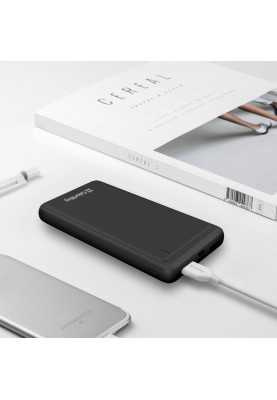 Універсальна мобільна батарея 10000 mAh, ColorWay, Black, Quick Charge 3.0, 2xUSB, 1xUSB (Type-C), LED индикатор, кабель USB <-> Type C, Slim (CW-PB100LPG3BK-PD)