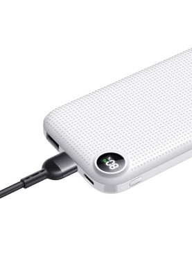Універсальна мобільна батарея 10000 mAh, ColorWay, White, 2xUSB, 1xUSB (Type-C), LED індикатор, кабель USB <-> Type C, Slim (CW-PB100LPH2WT-D)