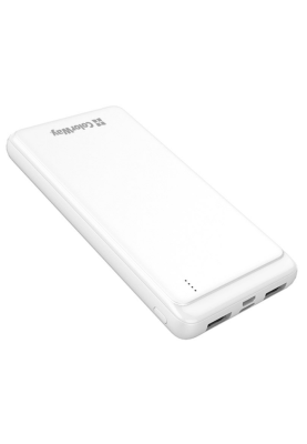 Універсальна мобільна батарея 10000 mAh, ColorWay, White, 2xUSB, 2xUSB (Type-C+microUSB), LED індикатор, USB-кабель <-> Type C, Slim (CW-PB100LPF2WT)