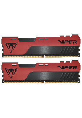 Пам'ять 8Gb x 2 (16Gb Kit) DDR4, 3600 MHz, Patriot Viper Elite II, Black/Red, 20-26-26-46, 1.35V, з радіатором (PVE2416G360C0K)