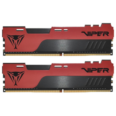 Пам'ять 8Gb x 2 (16Gb Kit) DDR4, 3600 MHz, Patriot Viper Elite II, Black/Red, 20-26-26-46, 1.35V, з радіатором (PVE2416G360C0K)