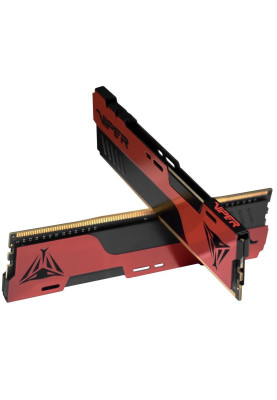 Пам'ять 8Gb x 2 (16Gb Kit) DDR4, 3600 MHz, Patriot Viper Elite II, Black/Red, 20-26-26-46, 1.35V, з радіатором (PVE2416G360C0K)
