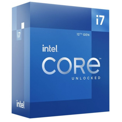 Процесор Intel Core i7 (LGA1700) i7-12700K, Box, 12x3.6 GHz (Turbo Boost 5.0 GHz, 20 потоків), UHD Graphics 770, L3 25Mb Smart Cache, Alder Lake, 10 nm, TDP 125W, розблокований множник, система охолодження в комплекті не йде (BX8071512700K)
