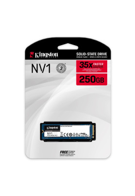 Твердотільний накопичувач M.2 250Gb, Kingston NV1, PCI-E 3.0 x4, 3D TLC, 2100/1100 MB/s (SNVS/250G)