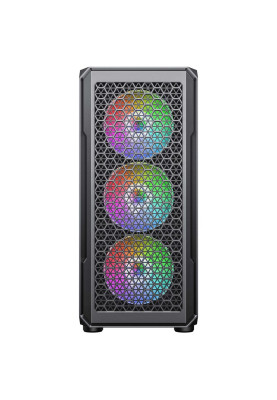Корпус 2E Gaming HEXAGON (G338), Black, без БЖ, Mid Tower, для ATX / Micro ATX / Mini ITX, 3x120 ARGB Fan, бічна панель із загартованого скла (2E-G338)