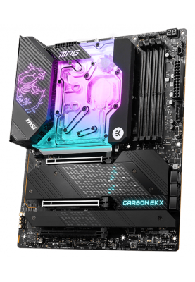 Мат.плата LGA1700, MSI MPG Z690 CARBON EK X, Z690, 4xDDR5, Int.Video(CPU), 6xSATA3, 5xM.2, 3xPCI-E 16x 5.0, ALC4080, I225V, WiFi 6, BT 5.2, 9xUSB3.2/8xUSB2.0, CrossFire, HDMI/DP, ATX