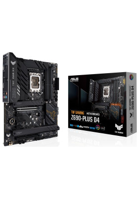 Мат.плата LGA1700, Asus TUF GAMING Z690-PLUS D4, Z690, 4xDDR4, Int.Video(CPU), 4xSATA3, 4xM.2, 1xPCI-E 16x 5.0, 1xPCI-E 16x 3.0, 1xPCI-E 4x 3.0, 2xPCI-E 1x 3.0, 2.5Gb Lan, 10xUSB3.2/2xUSB2.0, CrossFire, HDMI/DP, ATX