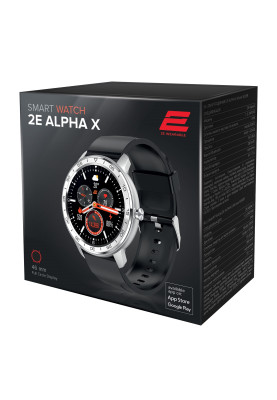 Смарт-годинник 2E Alpha X, Silver, 46 мм, 1.3" (240x240), сенсорний екран, Bluetooth, акселерометр, пульсометр, розрахункова оксигенація, IP68, 280 mAh, Android/iOS, 55 г (2E-CWW30SL)