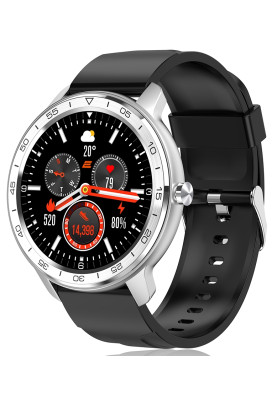 Смарт-годинник 2E Alpha X, Silver, 46 мм, 1.3" (240x240), сенсорний екран, Bluetooth, акселерометр, пульсометр, розрахункова оксигенація, IP68, 280 mAh, Android/iOS, 55 г (2E-CWW30SL)