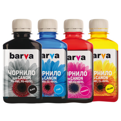 Комплект чорнил Barva Canon PG-460 + CL-461, Black Pigment/Cyan/Magenta/Yellow, 4x180 мл (CPG460-180-MP)