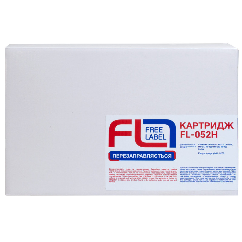 Картридж Canon 052H, Black, LBP212dw/214dw/215x, MF421dw/426dw/428x/MF429x, 9200 стор, Free Label (FL-052H)