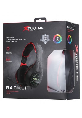 Навушники XTRIKE ME GH-710 Black, Mini jack 3.5 мм + USB, накладні, з мікрофоном, підсвічування RGB, кабель 2м (6932391922453)