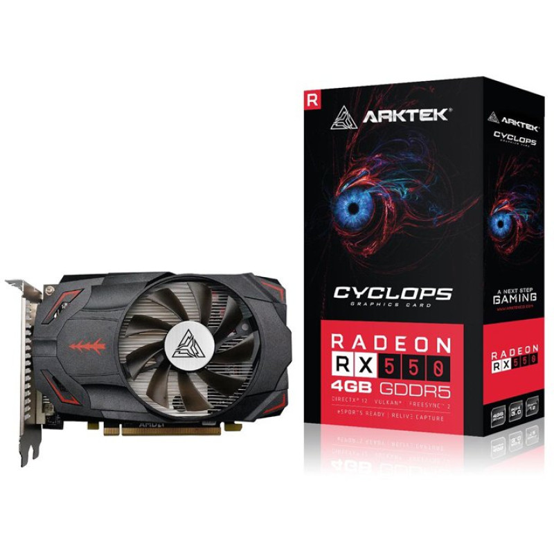 Відеокарта Radeon RX 550, Arktek, 4Gb GDDR5, 128-bit, DVI/HDMI/DP, 1180/6000 MHz (AKR550D5S4GH1)