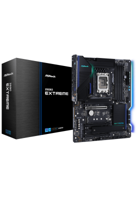 Мат.плата LGA1700, ASRock Z690 Extreme, Z690, 4xDDR4, Int.Video(CPU), 8xSATA3, 3xM.2, 3xPCI-E 16x 5.0, 1xPCI-E 1x 3.0, 1xM.2 (Key E), ALC1220, RTL8125BG + I219V, 12xUSB3.2/4xUSB2.0, CrossFire, HDMI/DP, ATX