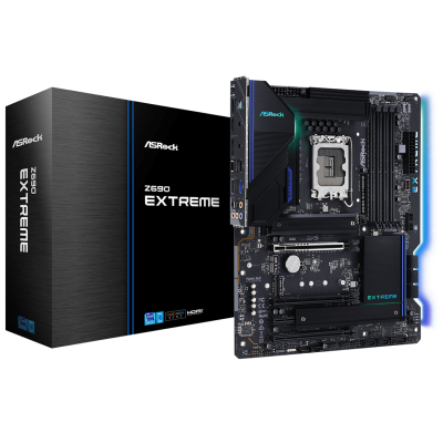 Мат.плата LGA1700, ASRock Z690 Extreme, Z690, 4xDDR4, Int.Video(CPU), 8xSATA3, 3xM.2, 3xPCI-E 16x 5.0, 1xPCI-E 1x 3.0, 1xM.2 (Key E), ALC1220, RTL8125BG + I219V, 12xUSB3.2/4xUSB2.0, CrossFire, HDMI/DP, ATX
