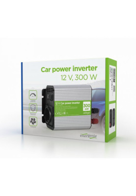 Автомобільний інвертор 300 Вт, EnerGenie, Silver/Black, 1xUSB (5V/2.1A), вхідна напруга 10-16 VDC (акумулятор безпосередньо), металевий корпус (EG-PWC300-01)