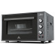 Електродуховка Castle CPE-60H Black, 1800W, 60 л, конвекція, подвійне термостійке скло, підсвітка, схований нижній нагрівальний елемент, таймер, термостат, сховані регулятори, 2 емальовані протвеня та 1 решітка