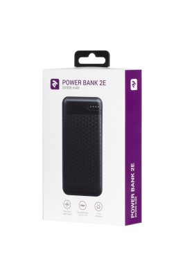 Універсальна мобільна батарея 20000 mAh, 2E PB2004, Black, PD18W, QC3.0, 1xUSB / 1xUSB Type-C, LED індикатор (2E-PB2004PD-BLACK)