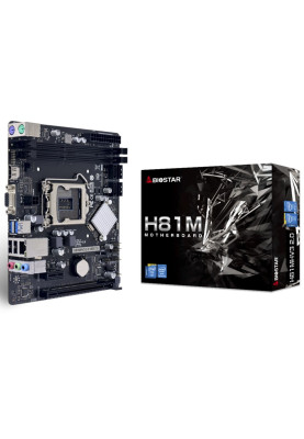 Мат.плата 1150 (H81) Biostar H81MHV3 3.0, H81, 2xDDR3, Int.Video(CPU), 2xSATA3/2xSATA2, 1xPCI-E 16x 2.0, 1xPCI-E 1x 2.0, ALC897, RTL8111H, 2xUSB3.0/6xUSB2.0, VGA/HDMI, MicroATX