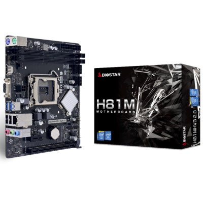 Мат.плата 1150 (H81) Biostar H81MHV3 3.0, H81, 2xDDR3, Int.Video(CPU), 2xSATA3/2xSATA2, 1xPCI-E 16x 2.0, 1xPCI-E 1x 2.0, ALC897, RTL8111H, 2xUSB3.0/6xUSB2.0, VGA/HDMI, MicroATX