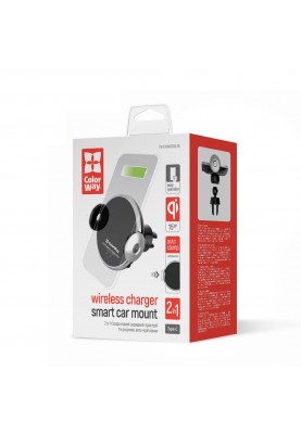 Автотримач для телефона ColorWay AutoSense Car Wireless Charger 2, Black (CW-CHAW036Q-BK)