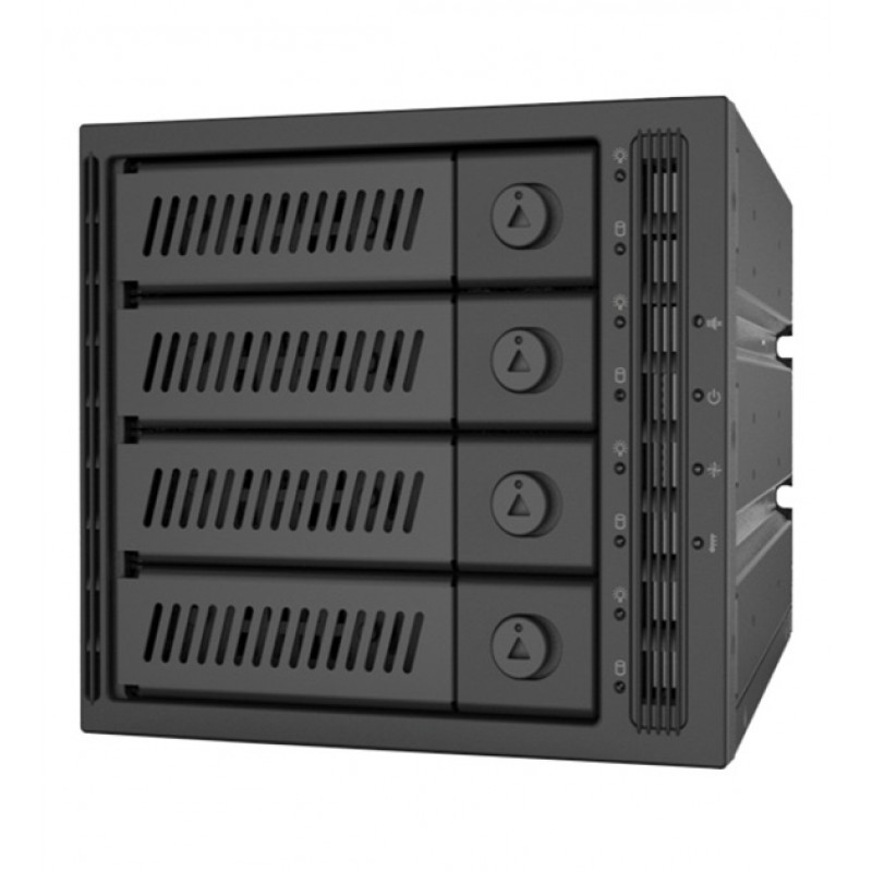 Бекплейн Chieftec 3x5.25", Black, для 4x3.5" SSD/HDD, підключення 4xSATA/2xMolex, алюмінієвий корпус, вентилятор 80 мм, Hot Swap (SST-3141SAS)