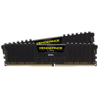 Пам'ять 8Gb x 2 (16Gb Kit) DDR4, 3200 MHz, Corsair Vengeance LPX, Black, 16-20-20-38, 1.35V, з радіатором (CMK16GX4M2E3200C16)
