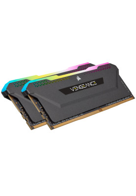 Пам'ять 16Gb x 2 (32Gb Kit) DDR4, 3200 MHz, Corsair Vengeance RGB Pro SL, Black, 16-20-20-38, 1.35V, з радіатором (CMH32GX4M2E3200C16)