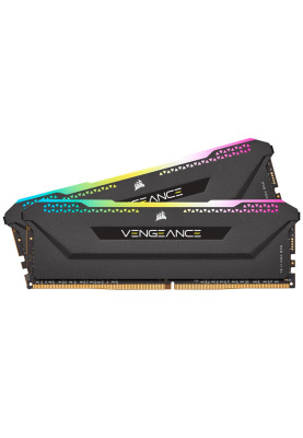 Пам'ять 16Gb x 2 (32Gb Kit) DDR4, 3200 MHz, Corsair Vengeance RGB Pro SL, Black, 16-20-20-38, 1.35V, з радіатором (CMH32GX4M2E3200C16)