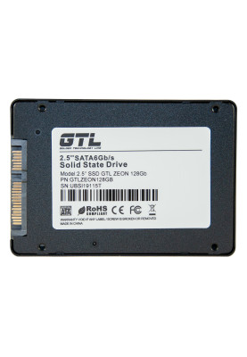 Твердотільний накопичувач 128Gb, GTL Zeon, SATA3, 2.5", 3D TLC, 500/400MB/s, алюмінієвий корпус (GTLZEON128GB)