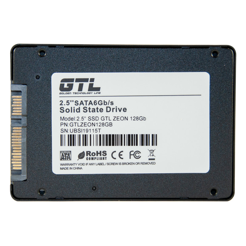 Твердотільний накопичувач 128Gb, GTL Zeon, SATA3, 2.5", 3D TLC, 500/400MB/s, алюмінієвий корпус (GTLZEON128GB)