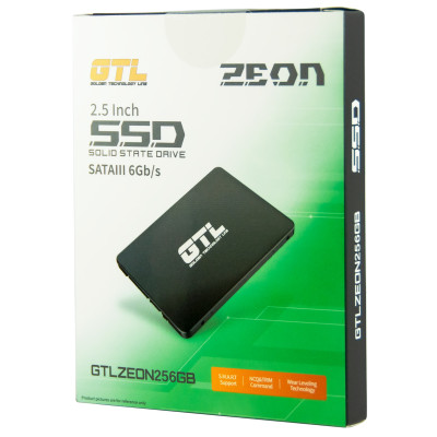 Твердотільний накопичувач 256Gb, GTL Zeon, SATA3, 2.5", 3D TLC, 520/420MB/s, алюмінієвий корпус (GTLZEON256GB)