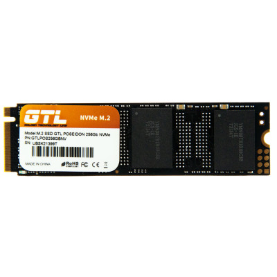 Твердотільний накопичувач M.2 256Gb, GTL Poseidon, PCI-E 3.0 x4, 3D TLC, 1800/1100 MB/s (GTLPOS256GBNV)