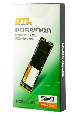 Твердотільний накопичувач M.2 256Gb, GTL Poseidon, PCI-E 3.0 x4, 3D TLC, 1800/1100 MB/s (GTLPOS256GBNV)