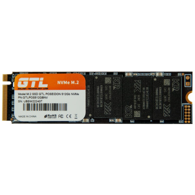 Твердотільний накопичувач M.2 512Gb, GTL Poseidon, PCI-E 3.0 x4, 3D TLC, 1900/1200 MB/s (GTLPOS512GBNV)
