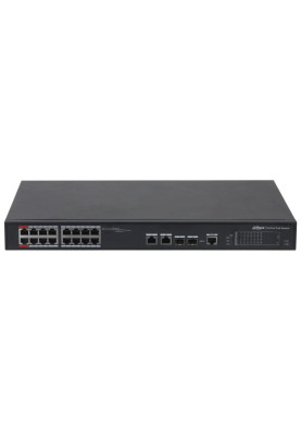 Комутатор Dahua PFS4218-16ET-190, Black, 16-портовий, POE, 2x10/100/1000 Base-T (Combo port), 2x1000 Base-X (Combo port)