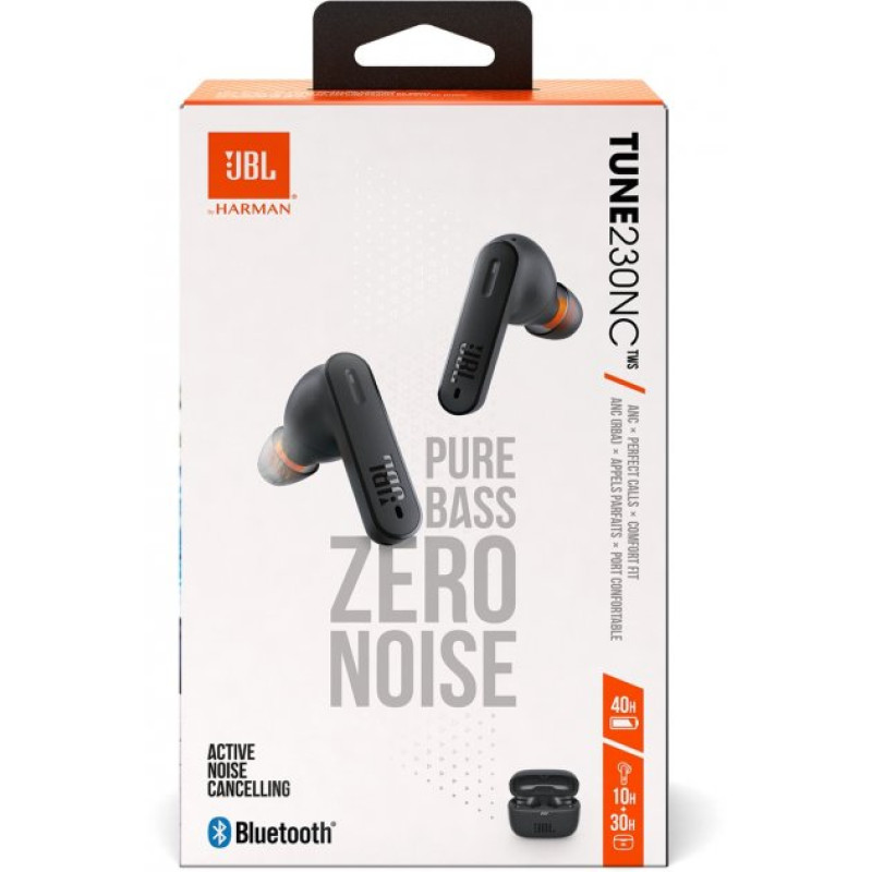 Навушники JBL Tune 230 NC TWS, Black, Bluetooth, мікрофон, чохол з функцією заряджання, технологія "Pure Bass" (JBLT230NCTWSBLK)