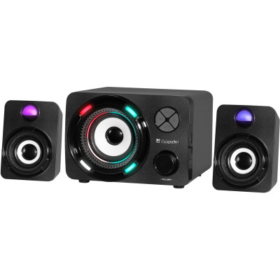 Колонки 2.1 Defender G11, Black, 11 Вт (5 Вт + 2x3 Вт), Bluetooth/3.5 мм, LED підсвічування, MP3-плеєр, FM-приймач, USB/microSD, живлення від USB (65011)