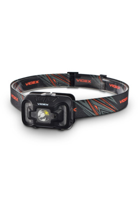 Ліхтар налобний Videx H025C, Black, 310 лм, 5000K, до 74 м, 7 режимів роботи, світлодіод CREE XTE 5W + COB, акумулятор (1800 mAh, незнімний), IP65, 96 г (VLF-H025C)