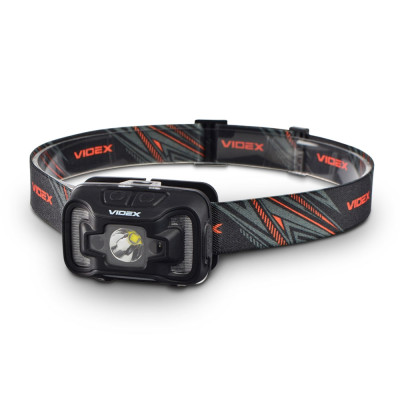 Ліхтар налобний Videx H025C, Black, 310 лм, 5000K, до 74 м, 7 режимів роботи, світлодіод CREE XTE 5W + COB, акумулятор (1800 mAh, незнімний), IP65, 96 г (VLF-H025C)